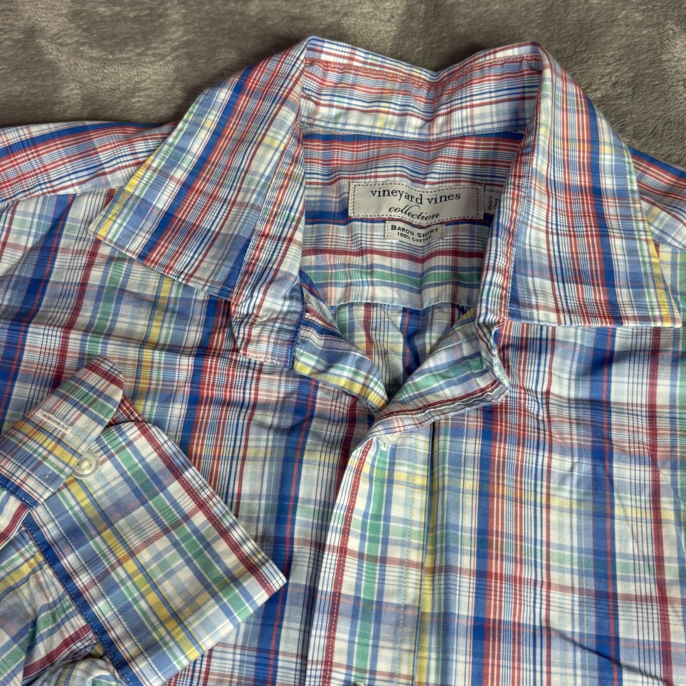 Vineyard Vines Baron Shirt Men Medium Multi Plaid Button Down Long Sleeve Cotton